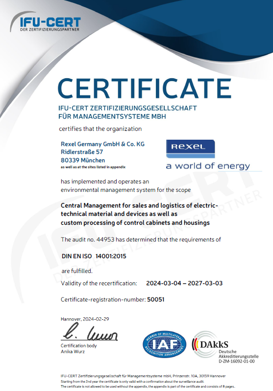 Zertifikat ISO 14001 Nr. 50051